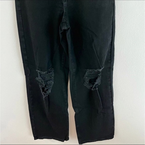 Women's Super-High Rise Distressed Baggy Jeans Wild Fable Black wide leg - Picture 7 of 8